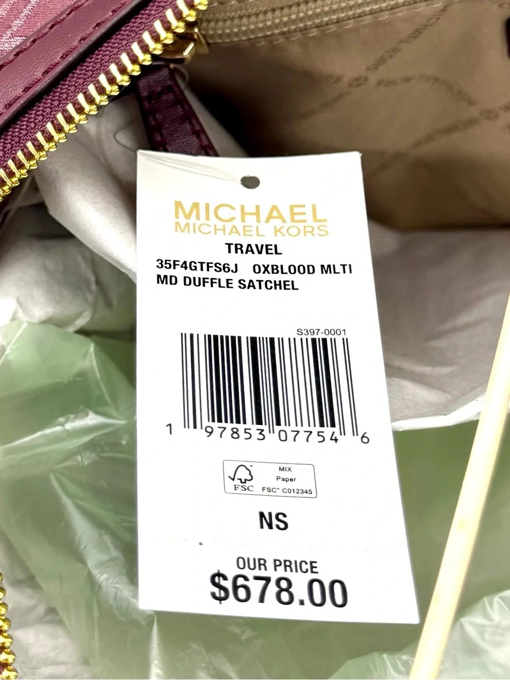 Michael Kors Medium Travel Duffle Satchel Bag Ox Blood Multi